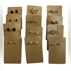 **MAKE REASONABLE OFFER** Kohl's Black Onyx:Clear Cubic Zerconia Studs Lot of 12